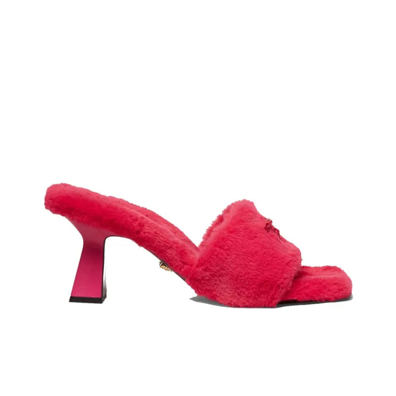 FANSIZHE Chunky Heel Slide Slippers 7.5cm Women's Rose Red-1