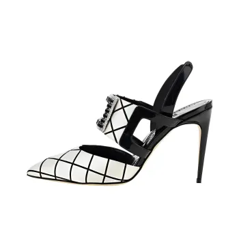 MANOLO BLAHNIK Bimi Slim Heel High Heels Women's Black White