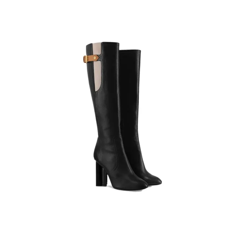 LOUIS VUITTON Silhouette Knee high Boots Women's Black-2