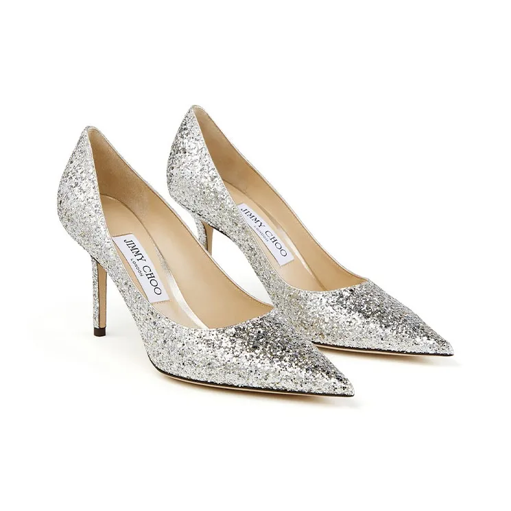 Jimmy Choo LOVE 85 Zhou Yangjie High Heels Women's White Silver-2