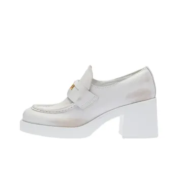 MIU MIU Penny Block Heel High Heels 7.5cm Women's White