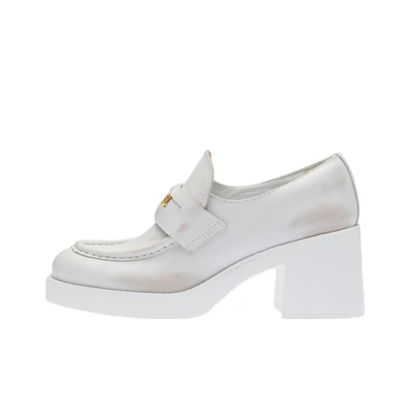MIU MIU Penny Block Heel High Heels 7.5cm Women's White-0