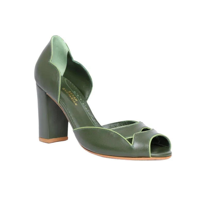 Sarah Chofakian Léger Chunky Heel High Heels 7.5cm Women's Green-2