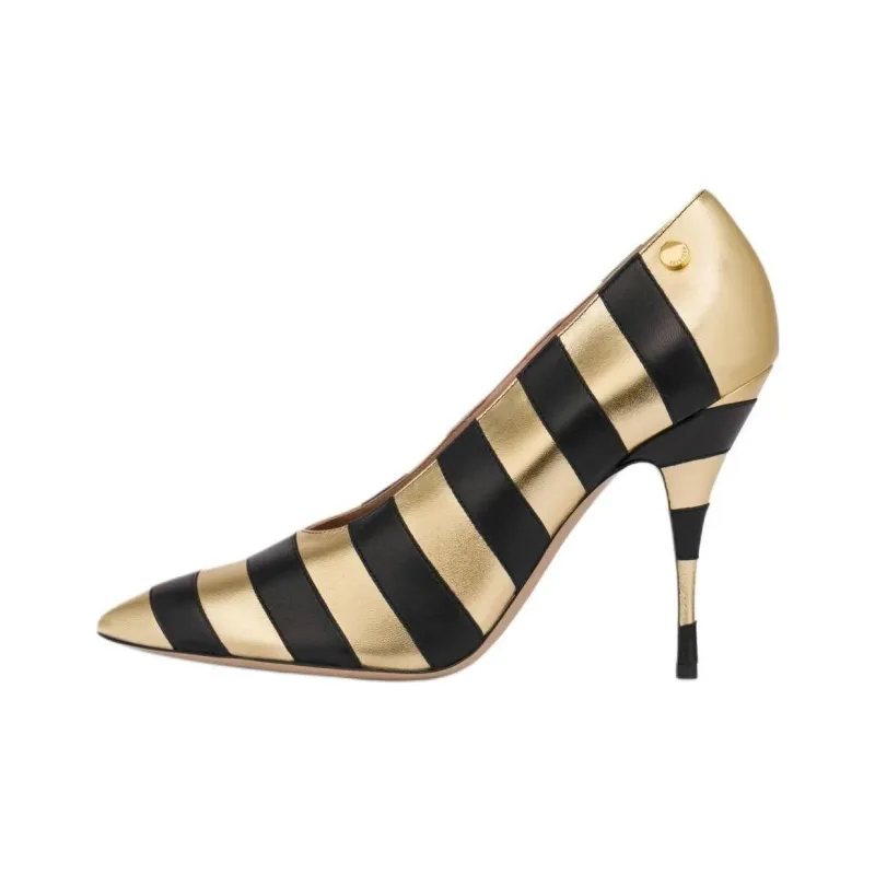 MOSCHINO Striped Metallic Pumps-0