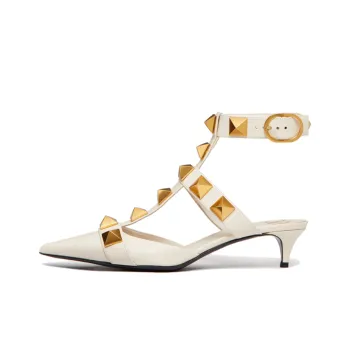 Valentino Roman Stud Garavani Cone Heel High Heels 4cm Women's Light Ivory