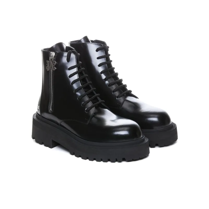 PALM ANGELS Logo Printed Round Toe Boots Women's-3
