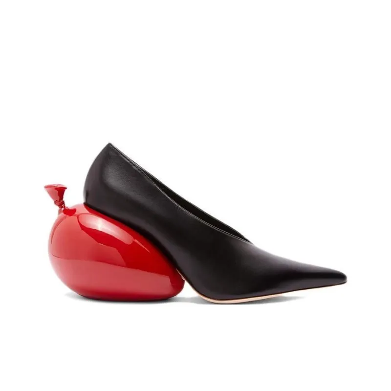 LOEWE Irregular Heel High Heels 9cm Women's Black Red-1