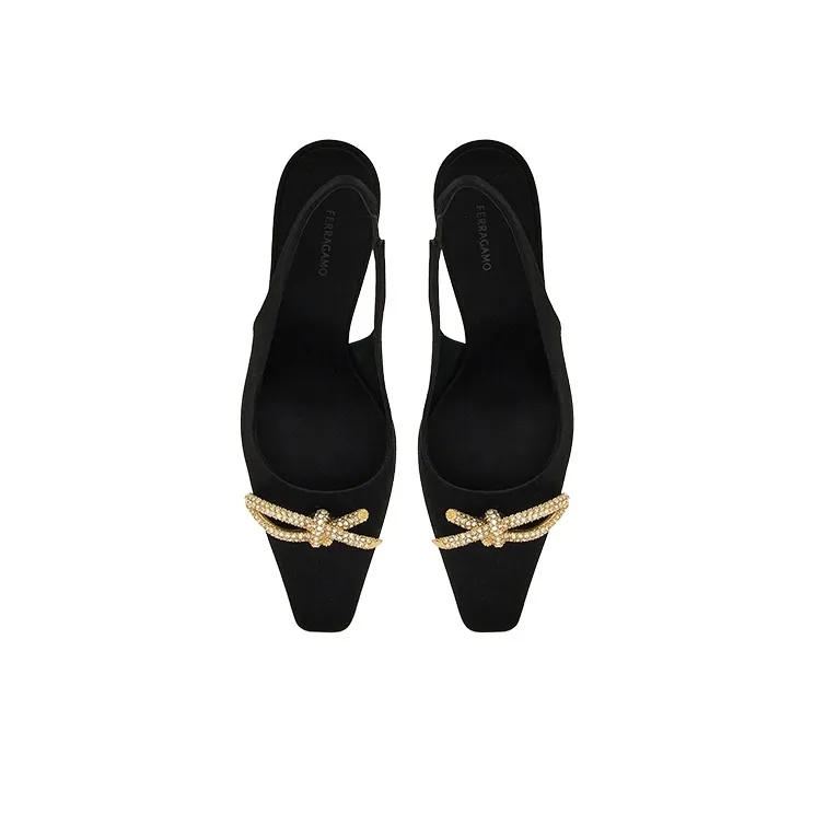 FERRAGAMO Asymmetric-bow 85mm Slingback Pumps-3