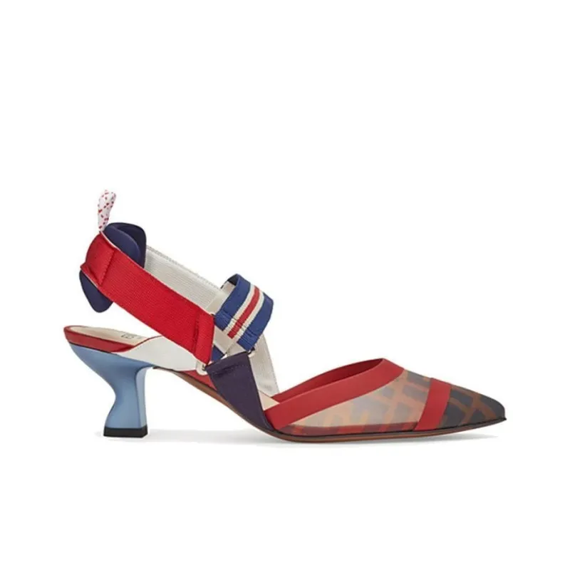 FENDI Colibri Block Heel High Heels Women's Red-1