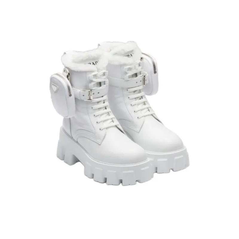 PRADA Monolith Ankle Boots Women's White-2