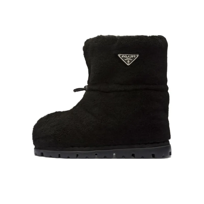 PRADA Warm Knee High Snow Boots Women's Black-0
