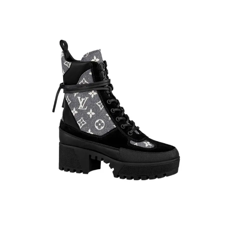 LOUIS VUITTON Laureate Ankle Boots 5cm Women's Black-1