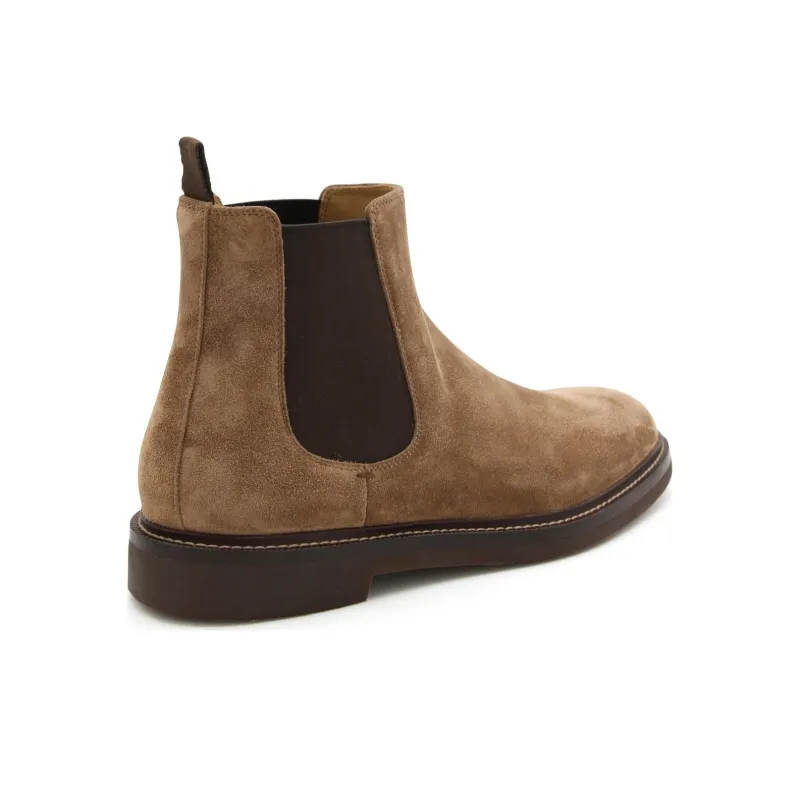 Brunello Cucinelli Fashion Round Tip Pullover Ankle Length Chelsea Boots Unisex Brown-3
