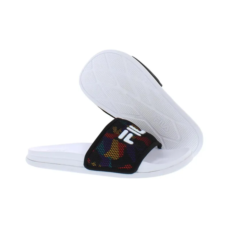 FILA DRIFTER Slip Resistant Abrasion Resistant Slide Slippers Men's White Black-3