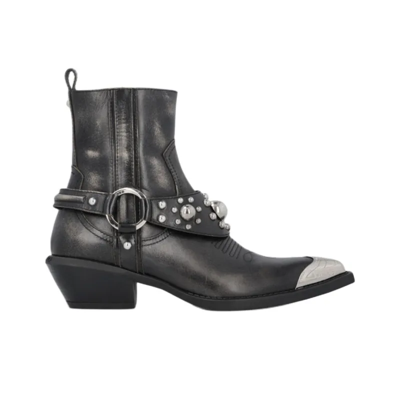 PINKO Tex Distressed Cowboy Ankle Boots Women's-1