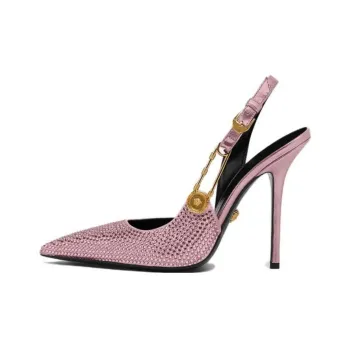 VERSACE Safety Pin Slim Heel High Heels 11cm Women's Pink