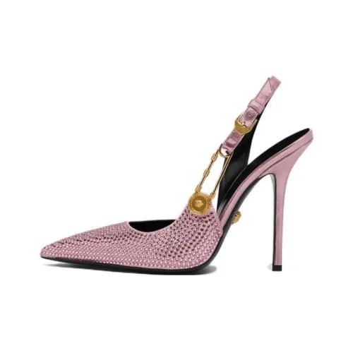 VERSACE Safety Pin Slim Heel High Heels 11cm Women's Pink