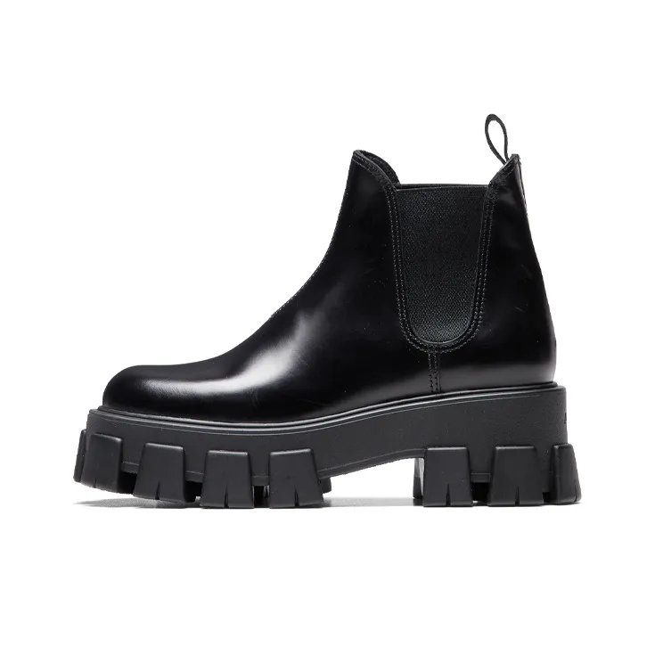PRADA Monolith Brushed Leather Chelsea Boot 'Black'-0