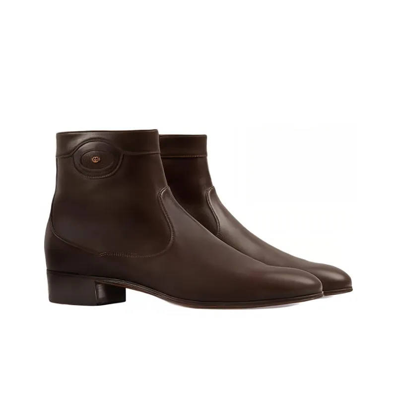 GUCCI Ankle Boot 'Logo Embellished Cocoa'-2