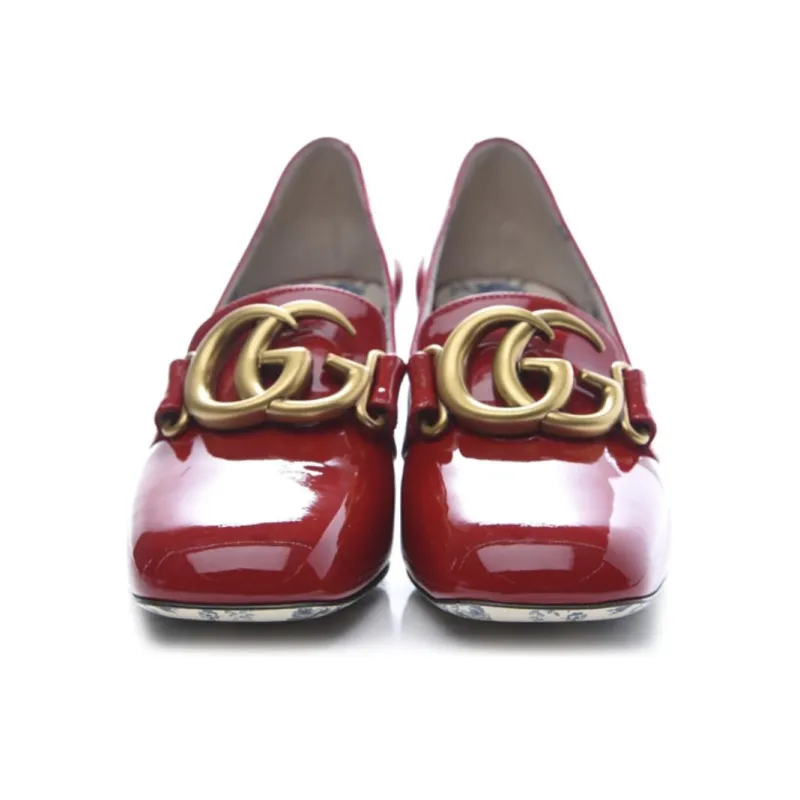 GUCCI Patent Leather Mid heel Pumps With Double G-3