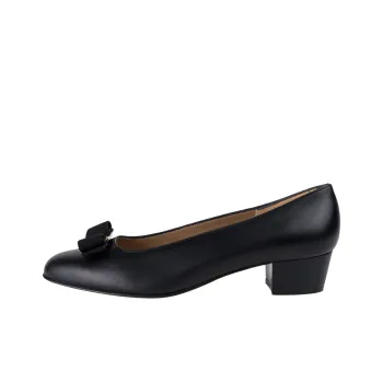 FERRAGAMO Vara Block Heel High Heels 3cm Women's Black