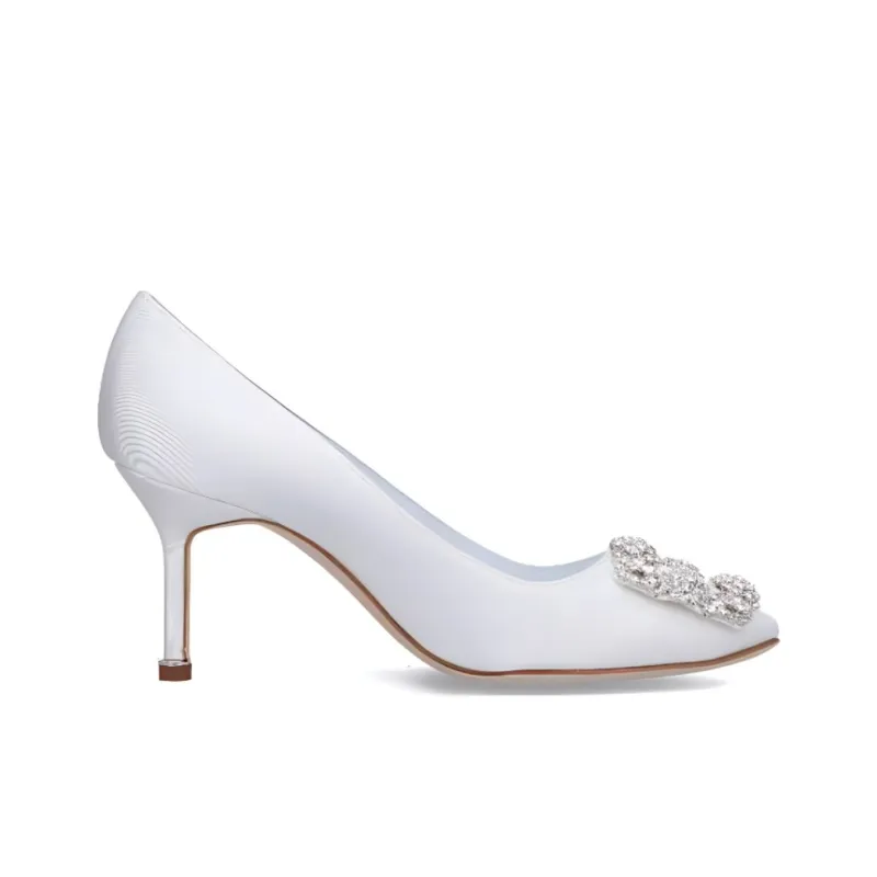 MANOLO BLAHNIK Slim Heel High Heels Women's White-1