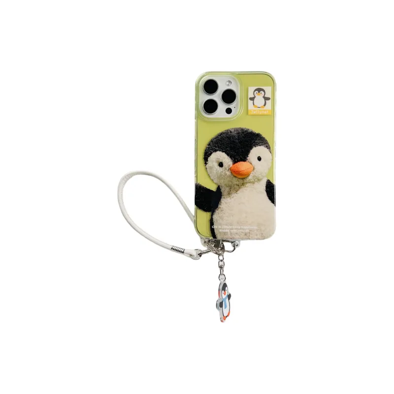 Wei Xin Acrylic Material Waving Penguin Phone Cases Compatible With IPhone 16/15 Pro Max/Apple 13/14 Pro/Max-5