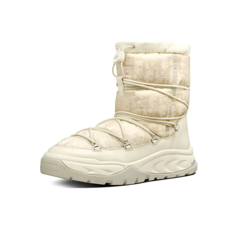 DIOR Snow Warm Slip Resistant Coverage Short Snow Boots Men's Gray White-2