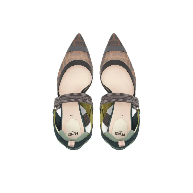 FENDI Colibrì Chunky Heel High Heels 8.5cm Women's Green-3