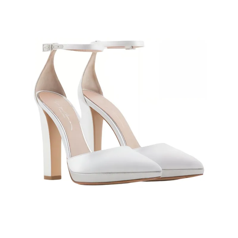 GIORGIO ARMANI Chunky Heel High Heels 11.5cm Women's White-2