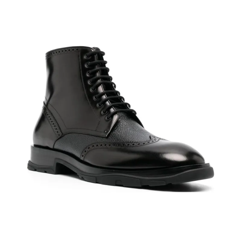 Alexander McQueen Low Block Heeled Lace Up Boots-2