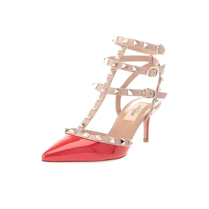 Valentino Slim Heel High Heels Women's Red-2