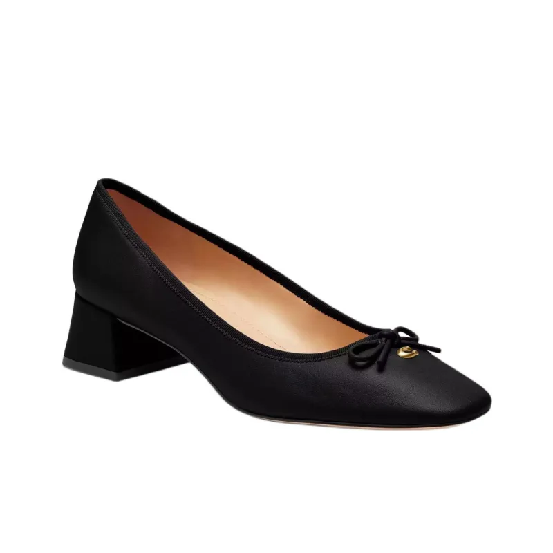COACH Ava Chunky Heel High Heels 3.8cm Women's Black-2