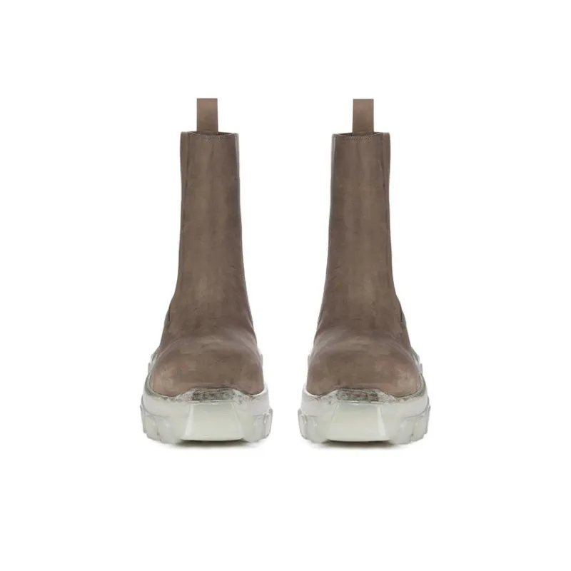 RICK OWENS/RO Beatle Bozo Chelsea Boots 5.5cm Men's Gray Brown-2
