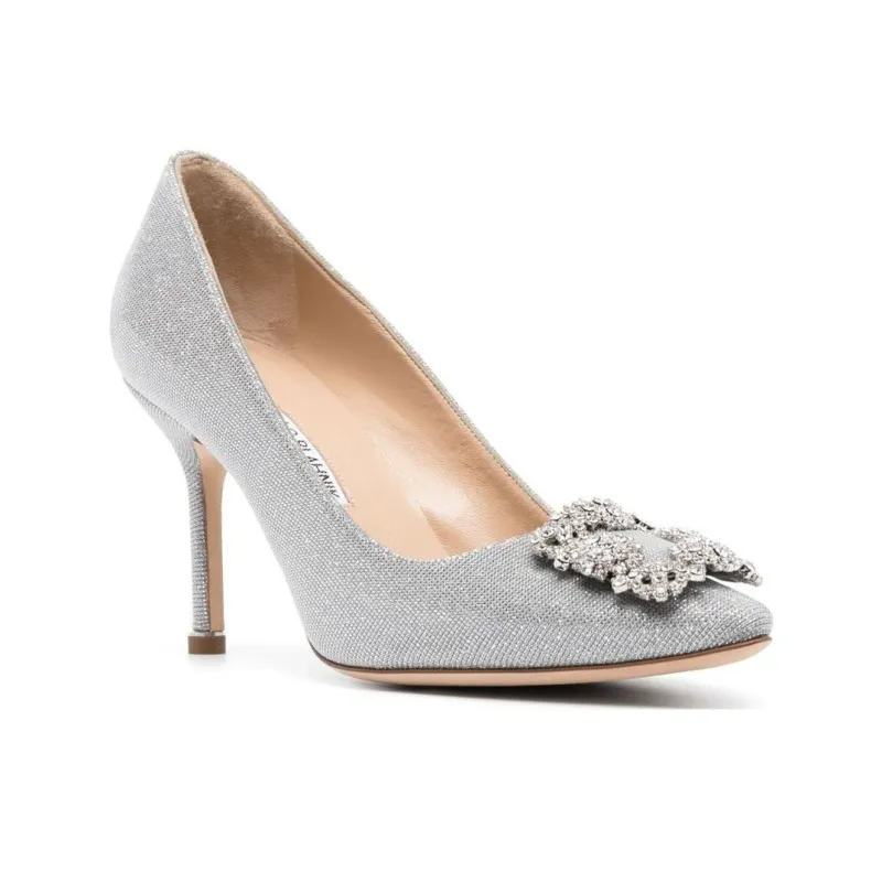 MANOLO BLAHNIK Crystal-embellished 90mm Leather Pumps-2