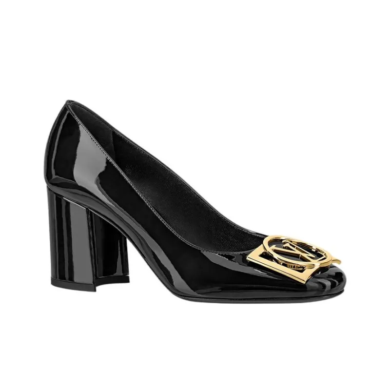 LOUIS VUITTON Madeleine Chunky Heel High Heels Women's Black-1