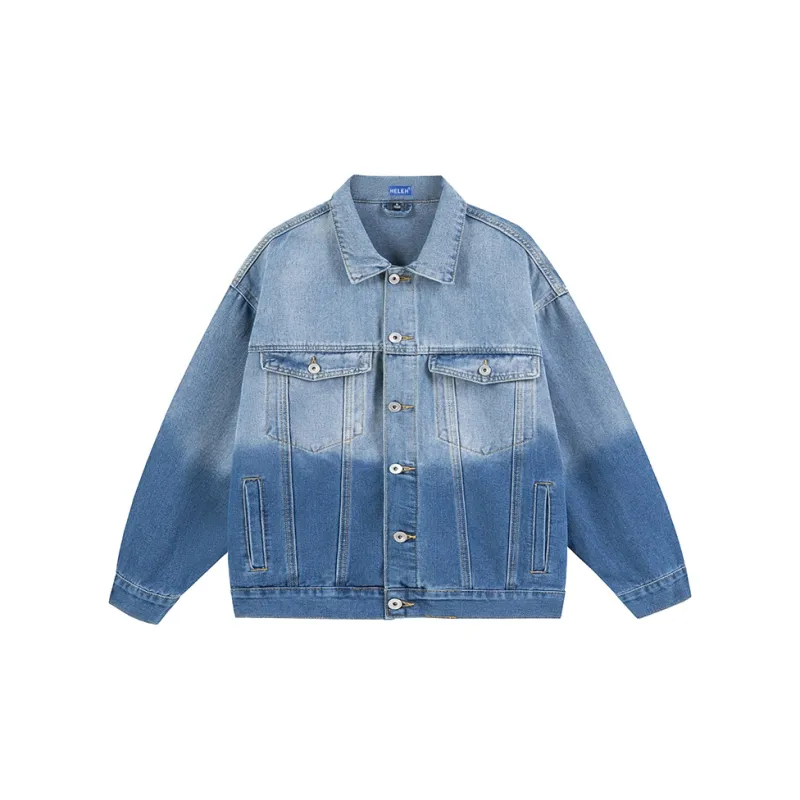 HELEH Denim Jacket Unisex Blue Sky And White Clouds-1