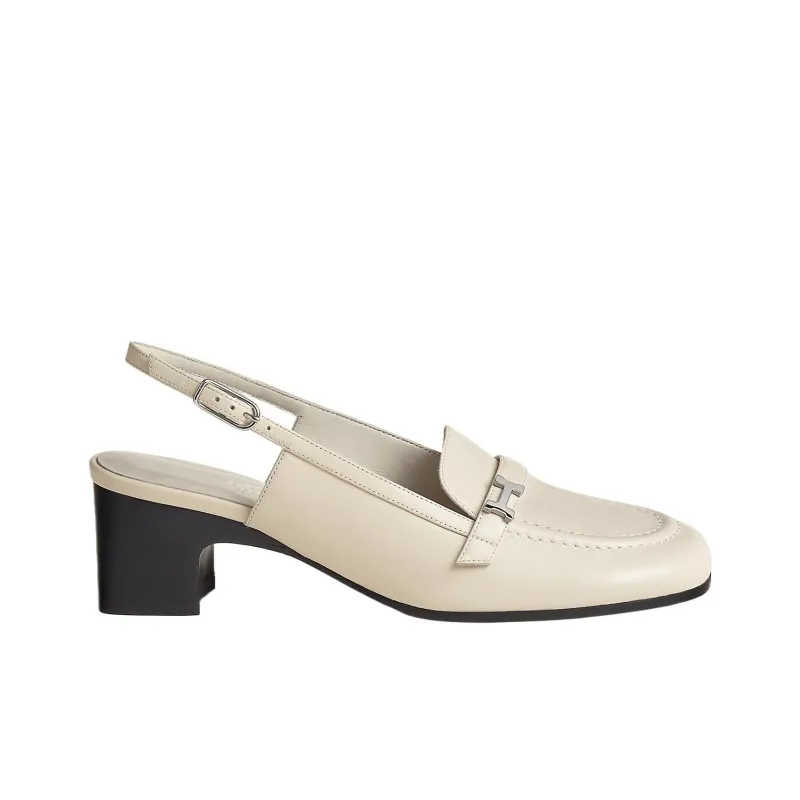 HERMES Infinie Chunky Heel High Heels 3cm Women's Ecru-1