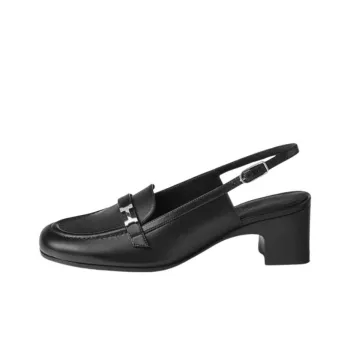 HERMES Chunky Heel High Heels 5cm Women's Black