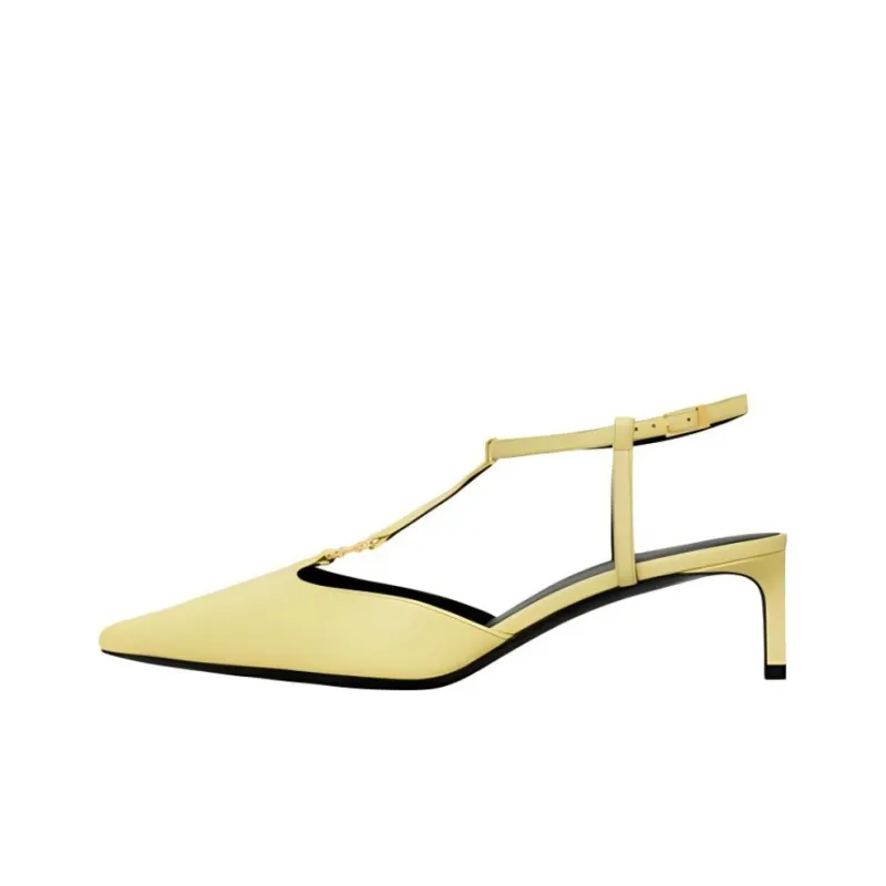 CELINE KITTEN Slim Heel High Heels 5cm Women's Yellow-0