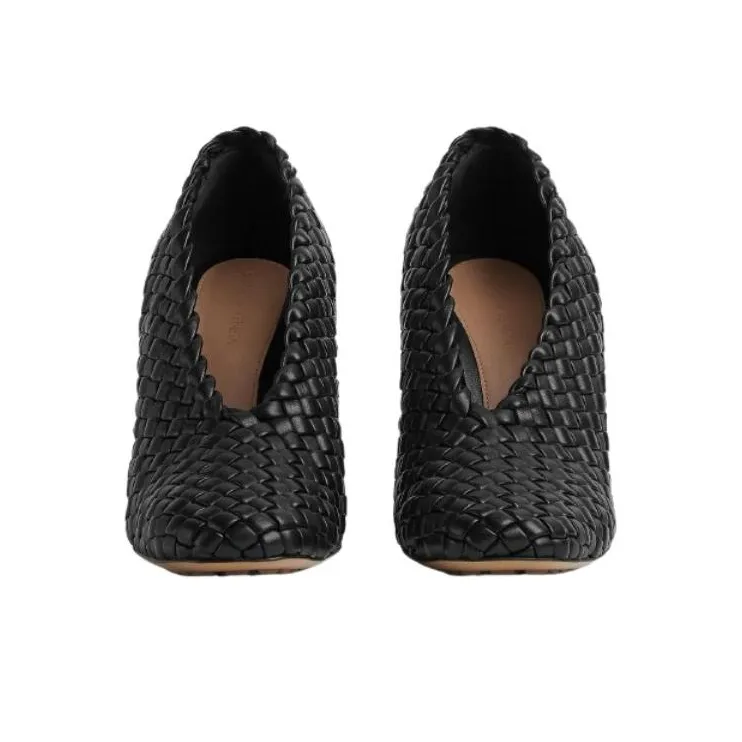 Bottega Veneta Canalazzo Chunky Heel High Heels 10cm Women's Black-2