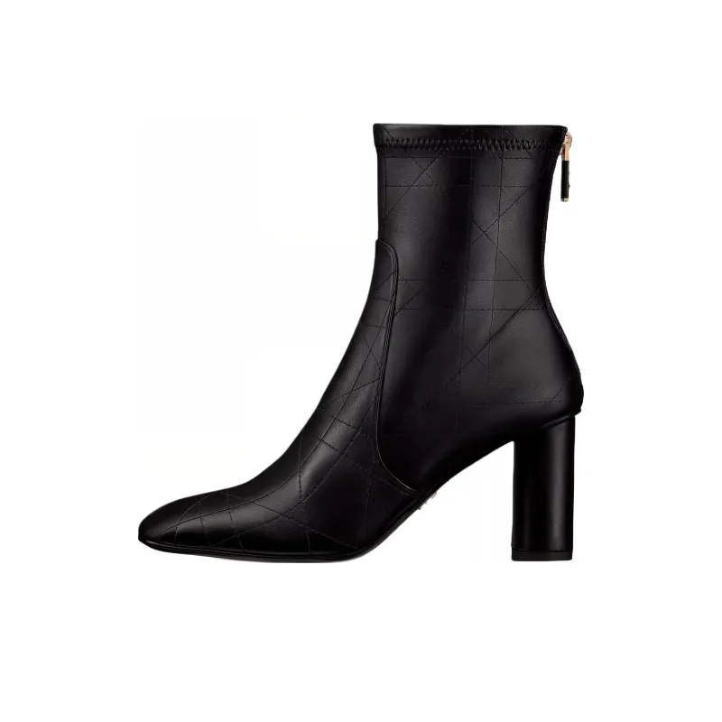 DIOR D-Shadow Ankle Boots Zipper 8cm Women's Black-0