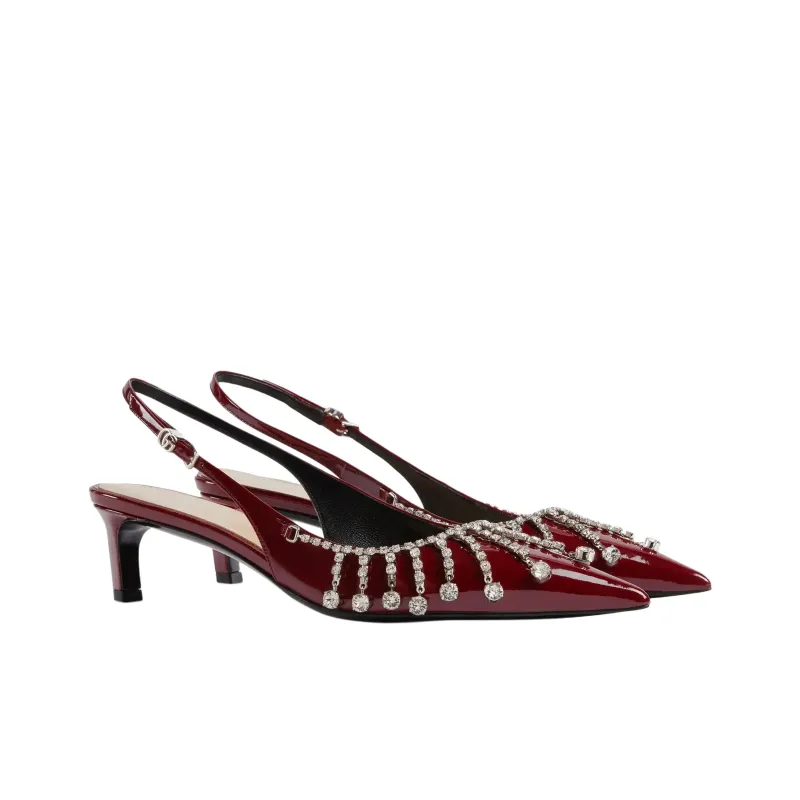 GUCCI Slim Heel High Heels 4.3cm Women's Red-2