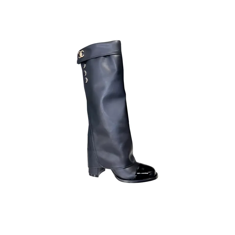 CHANEL Knee high Boots Women's Black-1