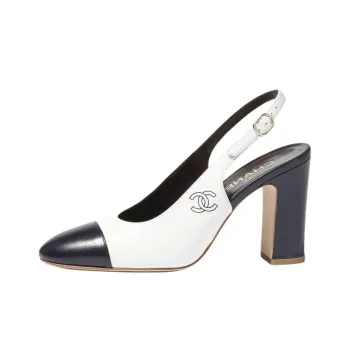 CHANEL Chunky Heel High Heels 9.5cm Women's White