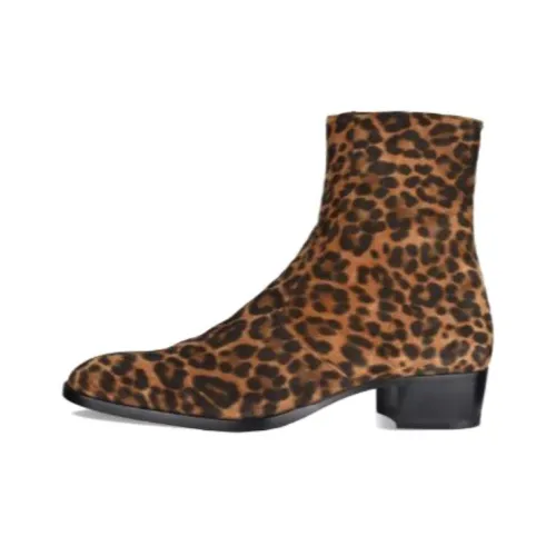 SAINT LAURENT Wyatt Ankle Boots 4cm Women's Brown