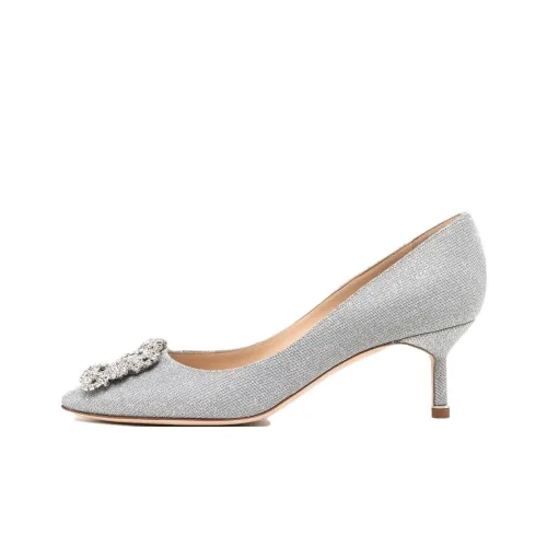 MANOLO BLAHNIK Hangisi Slim Heel High Heels 4cm Women's Gray