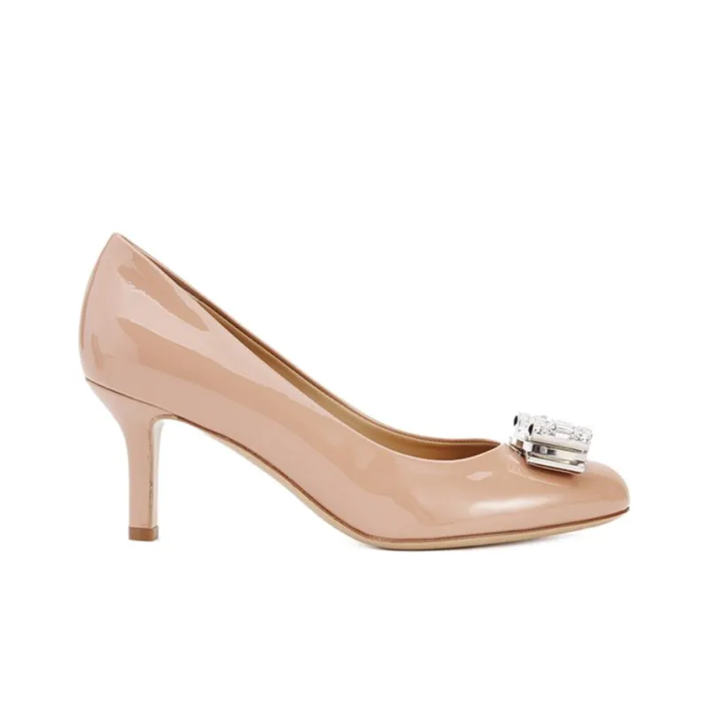 FERRAGAMO Slim Heel High Heels 7cm Women's Deep Nude Pink-1