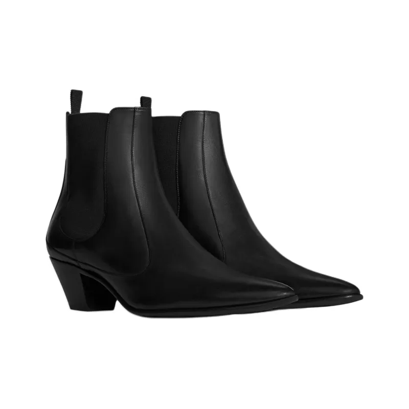 CELINE Hector Short Chelsea Boots 6cm Men's Black-2