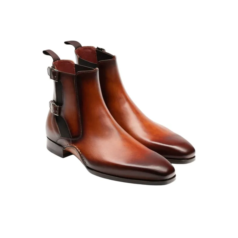 Magnanni Grant Short Chelsea Boots Men's Brown-2